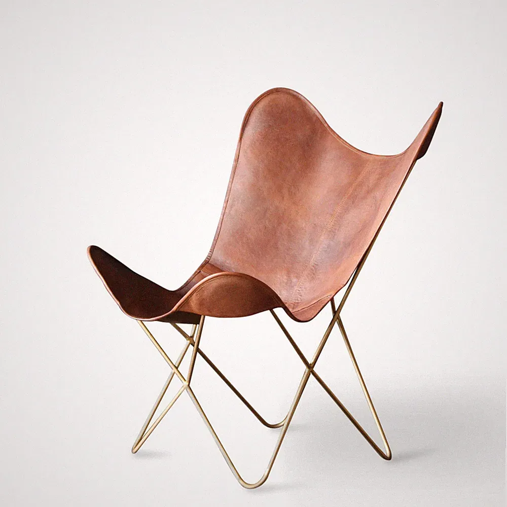 Handmade Vintage Classic Buffalo Leather Butterfly Chair Lounge Relax Arm Chair