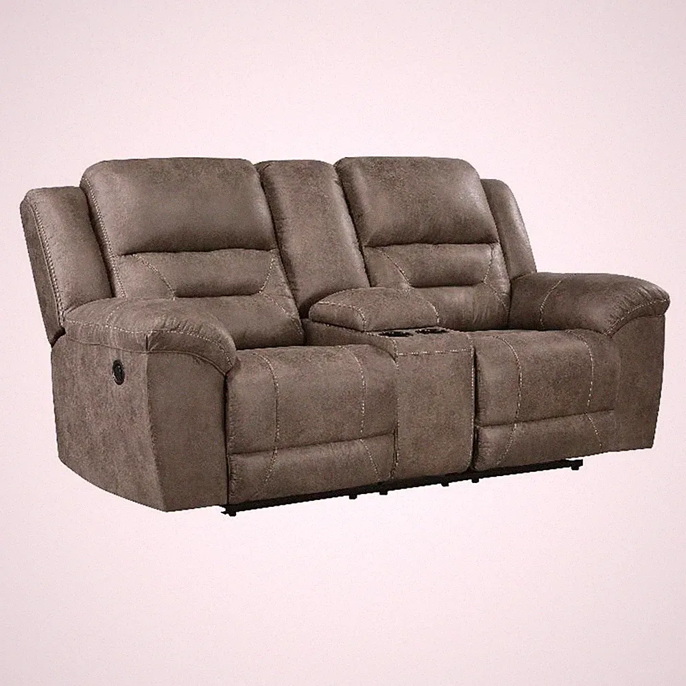 Lexicon Hazen Microfiber Manual Double Reclining Love Seat in Brown